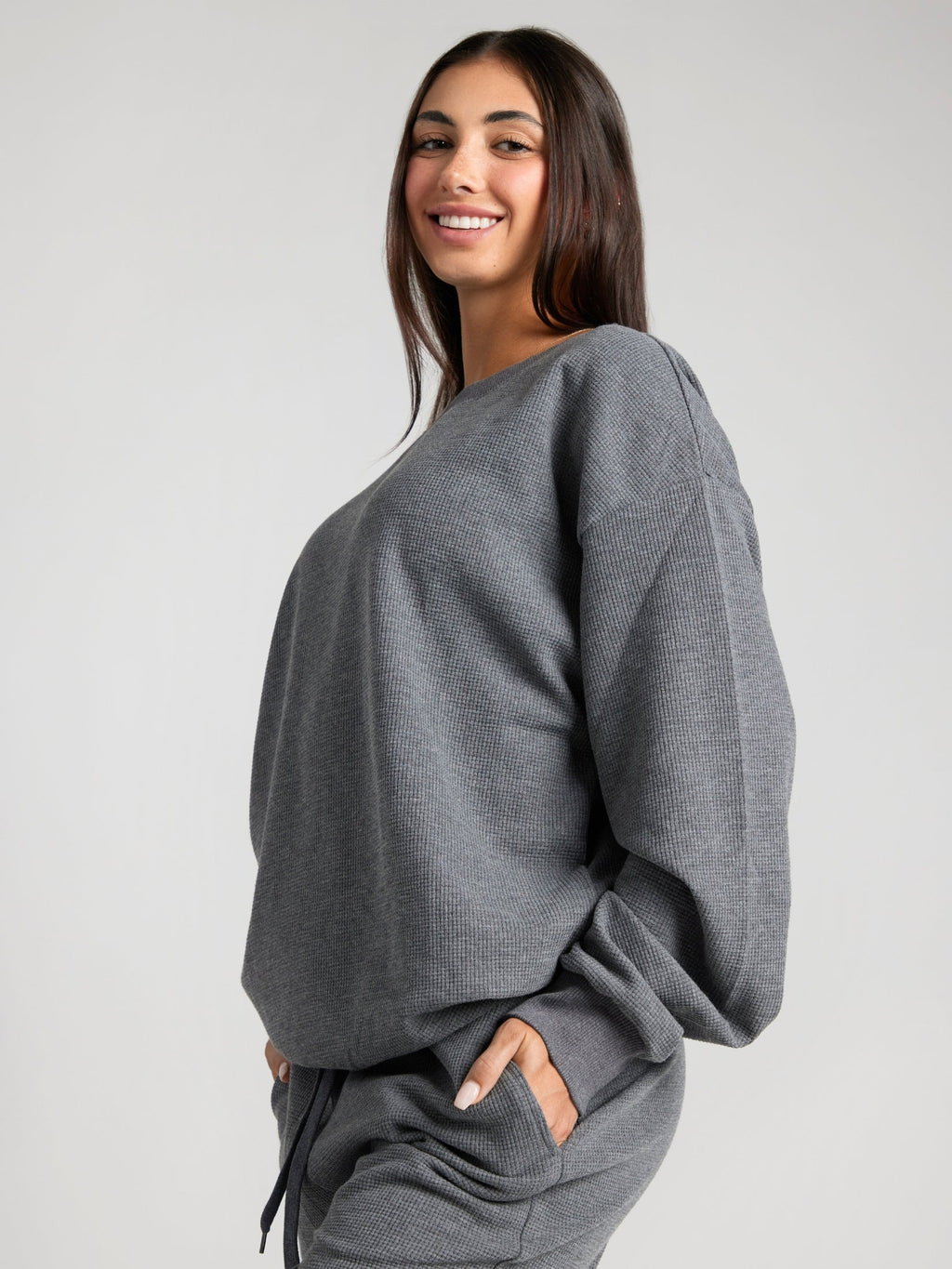 Camisola Confortável Waffle Lounge Manga Comprida | Elegante e Relaxante
