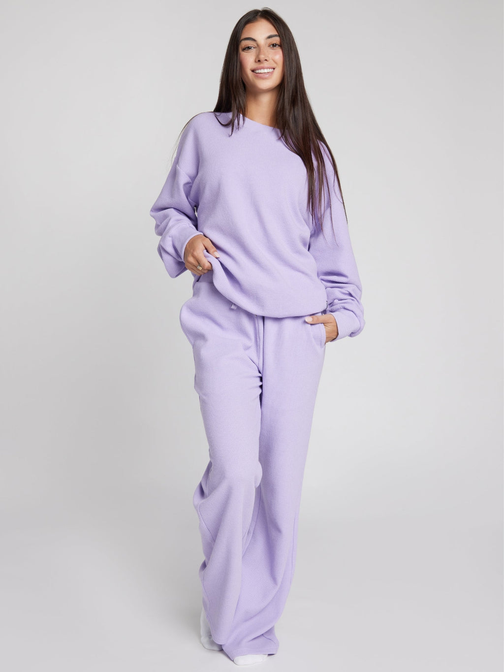 Camisola Confortável Waffle Lounge Manga Comprida | Elegante e Relaxante