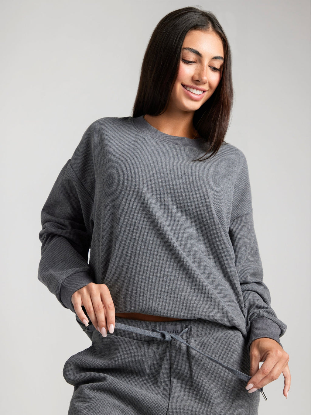 Camisola Confortável Waffle Lounge Manga Comprida | Elegante e Relaxante