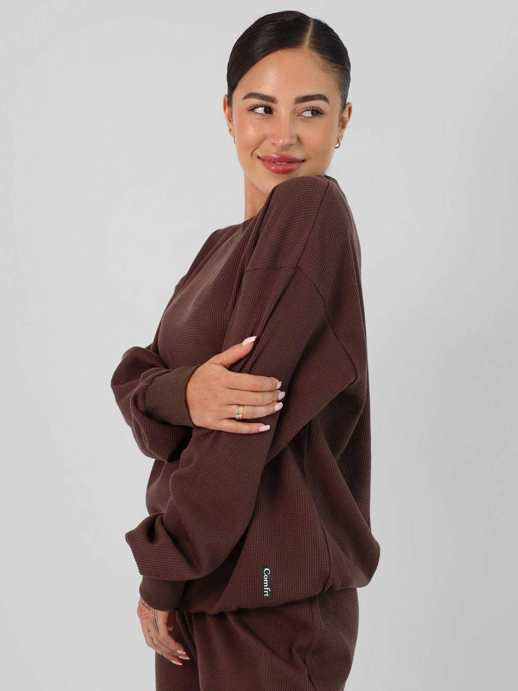 Camisola Confortável Waffle Lounge Manga Comprida | Elegante e Relaxante