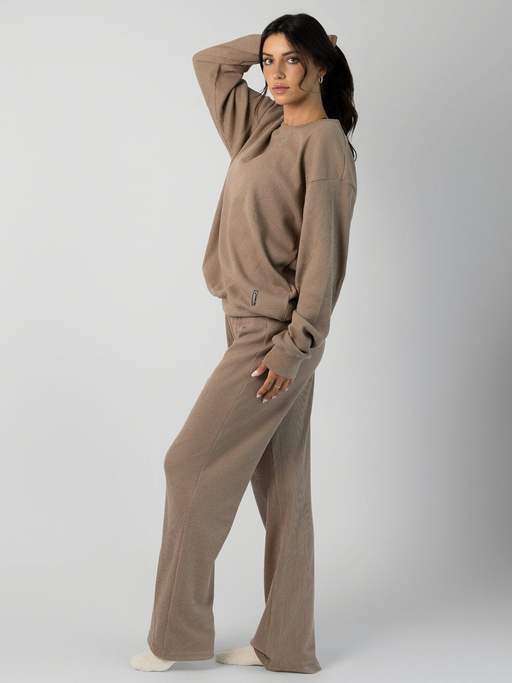 Camisola Confortável Waffle Lounge Manga Comprida | Elegante e Relaxante