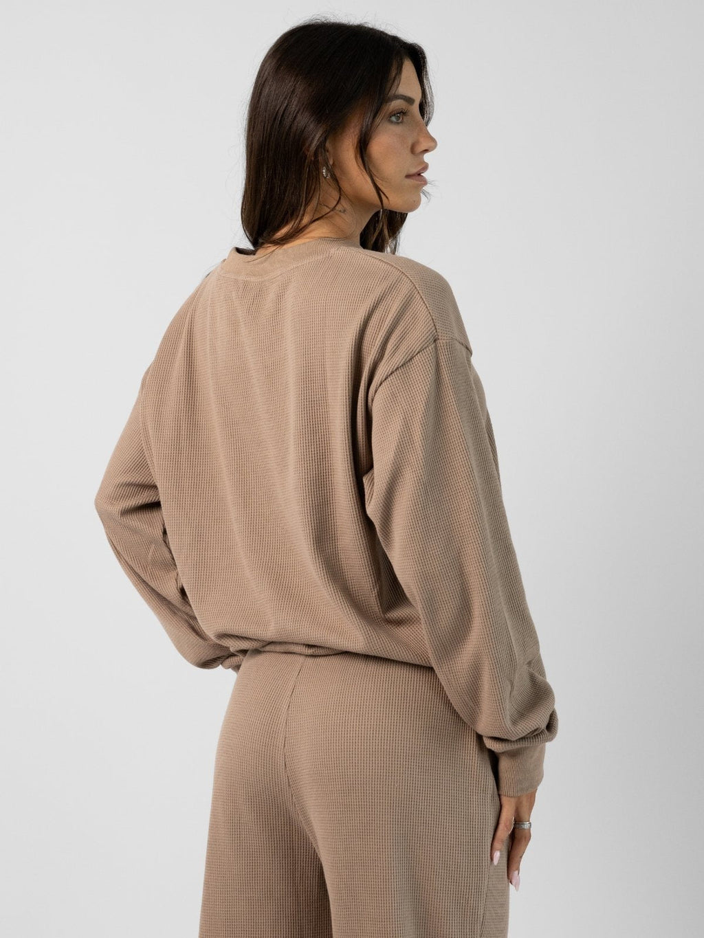 Camisola Confortável Waffle Lounge Manga Comprida | Elegante e Relaxante